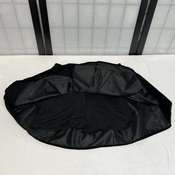 Velveteen Wide Waistband Poufy Gathered Mini Skirt Attached Shorts Skating Cheer - Picture 12 of 13